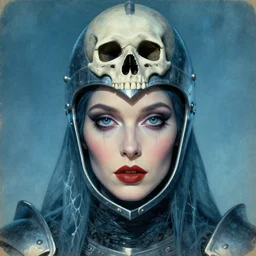 the ice witch as an eldritch realistic knight, closeup portrait art by donato giancola and greg rutkowski, vintage retro, realistic face, digital art, trending on artstation, eldritch lovecraftian skull helmet, symmetry!!