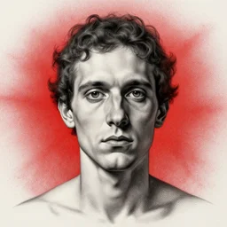 red grainy spray effect super conceptual figurative post - morden monumental figurative portrait made by escher and william blake, highly conceptual figurative art, intricate detailed illustration, illustration sharp geometrical detail, vector sharp graphic, controversial, manga 1 9 9 0
