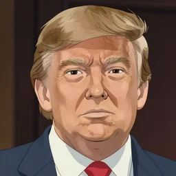 a close - up portrait of donald trump, anime style by studio ghibli and toei, highly detailed, trending on artstationhq