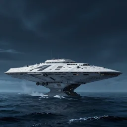 star wars concept art by greg rutkowski, a palatial and imposing spaceship imperial star destroyer emerging from the sea in the middle of a ocean landscape, enigmatic atmosphere, beautiful and cinematic lighting, artstation hq.