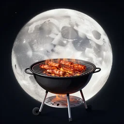 a bbq sizzling on the moon
