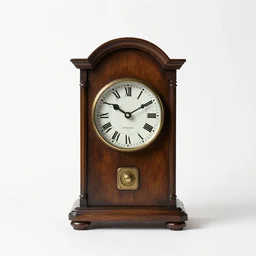 weathered mantel clock, professional product shot, isolated on a pure white background, centered, entire object in frame, sharp focus, soft studio lighting