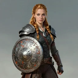Katniss Everdeen Viking shieldmaiden, digital portrait by Yoji Shinkawa and Greg Rutkowski