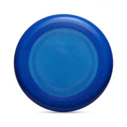 sapphire blue frisbee, high detail macro photography, isolated on a pure white background, centered, entire object in frame, sharp focus, soft studio lighting