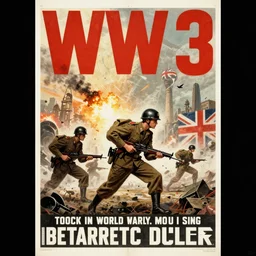 a british propaganda poster promoting the british army fighting in world war 3, ww 3, dystopian future, anti - communist