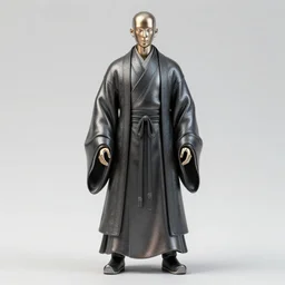 full body portrait of a male daoshi wearing a daopao by wlop, wuxia, xianxia, daoshi, taoist priest, taoist master, doll, reflective metallic skin, daopao, taoist robe, noragi, realistic, anatomically accurate, fantasy illustration, artstation, wlop, hi - res, 4 k.