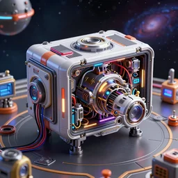 ultra detailed photorealistic the c 4 d render cosmic spacecraft launch station with mechanical blind boxes, cinematic light, sci fi toy, glossy, cybernetic machines, colorful, wires, robotics, futuristic decor, trending on artstation, global illumination, ultra realistic illustration, matte painting, high detailed, unreal engine, octane render