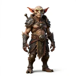 masked goblin tinkerer, photorealistic portrait photography, full body, standing, isolated on a pure white background, centered, whole figure in frame, sharp focus, studio lighting