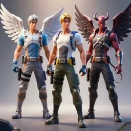 fortnite skin models angels and demons style concept art skin, accurate facemodel, 3d models