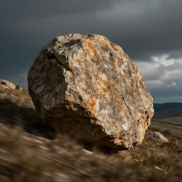 a round shaped rock rolling down fastly