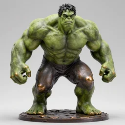 The Hulk, a bronze sculpture by Guillermo del Toro, featured on deviantart, antipodeans, movie still, ultra detailed, shiny