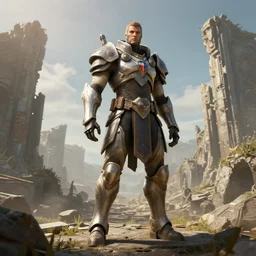 a beautiful render of a destiny 2 titan class guardian looking over old world ruins, unreal engine, concept art by joseph cross