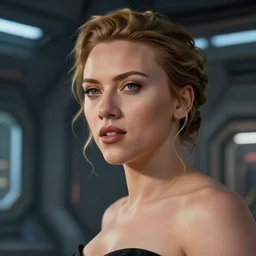 portrait of scarlet johansson in futuristic world, in the style of bosch