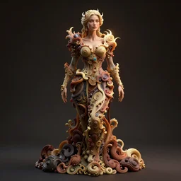 woman made of organic matter, character design, full body, octane render, volumetric lighting, cinematic, detailed, ornate, intricate detail