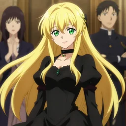 victorique de blois anime girl gosick super detailed green eyes green eyes green eyes green eyes black dress black dress black dress black dress blonde hair by greg rutkowski makoto shinkai aramaki shinji artgerm, cushart krenz key art feminine award winning smile haruko ichikawa, kyoto animation, square enix makoto shinkai unrealengine