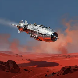 A silver spacecraft meet gods of Egypt over the roaring scarlet red ocean draw by Art station artist Anato Finnstark, blue and orange lighting, foggy atmosphere , Bottom view