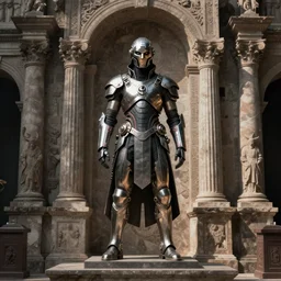 brutal solarpunk rome cyber warrior portrait standing altar of sacrifice by giger vasnetsov rutkowski mucha hyperrealism very detailed masterpiece shadows symmetrical eyes well proportioned balanced high resolution artgerm