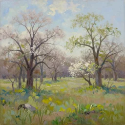 a beautiful texas wilderness landscape, springtime morning, by julian onderdonk, oil on canvas, luminism, hyperrealism