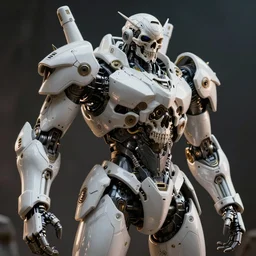 cinematic higly detailed intricate skull mecha armor futuristic made of a hard white metallic surface with dramatic lighting