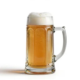 lacquered beer stein, clean 3d render, octane render, isolated on a pure white background, centered, entire object in frame, sharp focus, soft studio lighting