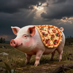 a pizza shaped pig