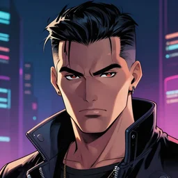 a cyberpunk mafia boss with slicked back hair, in a cyberpunk setting, comic book art, cyberpunk, art by stan lee, neon lines, 8 0 s vibe colorful, bright high tech lights, movie still, epic, dramatic, marvel comics, dc comics