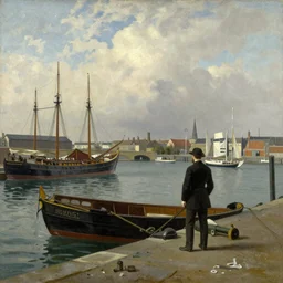 London dockyard in 1800s by Edward Hopper and James Gilleard, oil painting