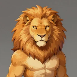 portrait of a lion man warrior, fursona, furry art, anthro, light orange fur, detailed long dark orange mane, orange eyes, anime key visual, makoto shinkai