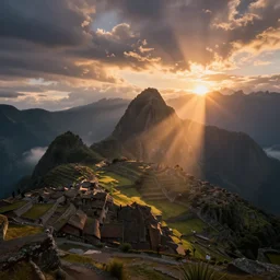 a beautiful concept art painting of a sunrise on a peruvian, beautiful lighting, fantasy art
