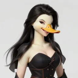 the portrait of chaotic neutral smirking female bard assassin as absurdly beautiful anthropomorphic duck, gorgeous, elegant, young gravure idol, an ultrafine hyperdetailed illustration by kim jung gi, irakli nadar, intricate linework, bright colors, octopath traveler, final fantasy, unreal engine 5 highly rendered, global illumination, radiant light, detailed and intricate environment