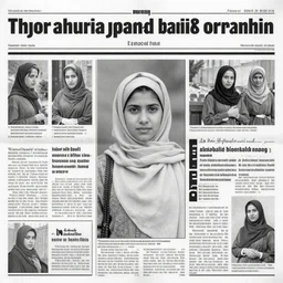 black and white newspaper article young hijabi women war time