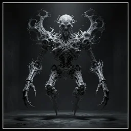professional concept art of a symmetrical! abstract fractal ominous floating robotic terrifying giant thing in a dark room by artgerm and greg rutkowski ( thin white border ). an intricate, elegant, highly detailed digital painting, concept art, smooth, sharp centred focus, illustration, in the style of cam sykes, wayne barlowe, igor kieryluk.