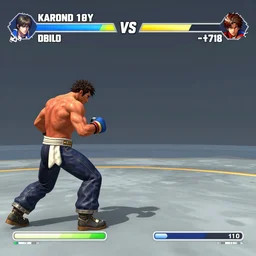 a screenshot of gameplay from a 3 d fighting game in the style of akira toriyama in the style of hirohiko araki in the style of tite kubo in the style of masashi kishimoto on the xbox 3 6 0