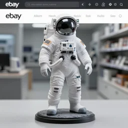 Fine Image on the store website, eBay, Full body, 80mm resin figure of a detailed astronaut, Environmental light from the front, dark background
