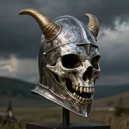 medieval helmet in the shape of a demon skull
