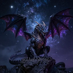 Dragon Creepy cosmic color scheme star gazing realistic