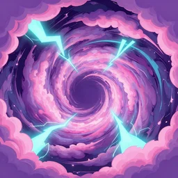graphic novel illustration of a swirling vortex of pink and purple clouds, cyan lightning, digital illustration, deviantArt, artstation, artstation HQ, HD, 4k resolution