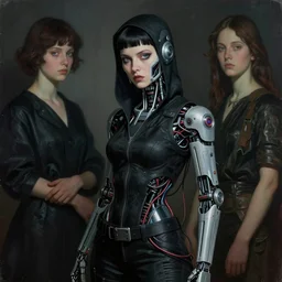 female cyberpunk hacker dream thief, wires cybernetic implants, in the style of adrian ghenie, esao andrews, jenny saville,, surrealism, dark art by james jean, takato yamamoto
