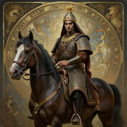 portrait painting of a nepali warrior and riding a horse, ultra realistic, concept art, intricate details, eerie, highly detailed, photorealistic, octane render, 8 k, unreal engine. art by artgerm and greg rutkowski and alphonse mucha