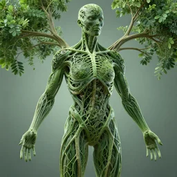 human body made of greentree veins, complicated scene, very detailed, sophisticated lighting, 3 d render 8 k, octane unreal