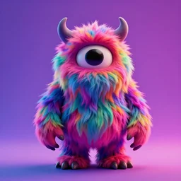 3 d model of a cute scary evil vibrant colored monster with long fur and souless eyes by alexander jansson : 1 | centered, psychedelic, colorful, matte background : 0. 9 | by jim henson : 0. 7 | dave melvin : 0. 4 | unreal engine, deviantart, artstation, octane, finalrender, concept art, hd, 8 k resolution : 0. 8