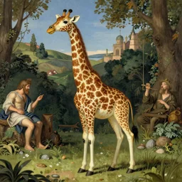Sofie the Giraffe, artstation, by J. C. Leyendecker and Peter Paul Rubens,