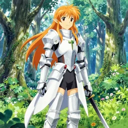 elegant elf knight, detailed, yuya nagai, last exile, loish, murata range, kawaii, bright studio lighting, vibrant bright colors, japanese, beautiful, dreamy, alphonse mucha, gradation, jean giraud, high saturation, forest, fantasy, makoto shinkai