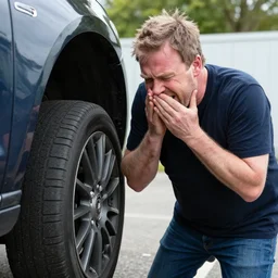 jeremy clarkson in pain after buying the wrong car, high detail, high definition, photorealistic, 8k,