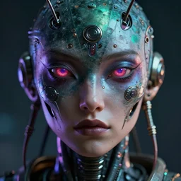 synthwave cyborg insect face, detailed face, sharp focus, synthwave art, aesthetic, octane render, raw, cinematic