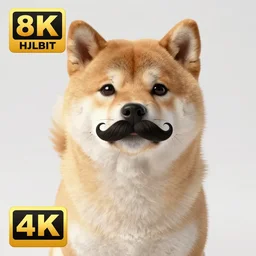 3 d render of a hipster shibu inu with a moustache. realistic. photo. photorealistic. detailed. high quality. high resolution. lossless quality. lossless. 8 k. hdr. 4 k. 8 k resolution. 1 6 k resolution