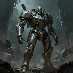 concept art by greg rutkowski, a fifteen meter mecha in the shape of an armored hoplite, in a futuristic and brutalist environment, epic, uncanny atmosphere, low light, scary atmosphere, scifi, highly detailed portrait, digital painting, artstation, concept art, smooth, sharp foccus ilustration, artstation hq