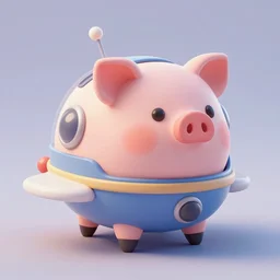 3D Fantasy Cute and adorable piggy spacecraft, Smooth 3D Illustration, soft render, Servando Lupini, Daniil Kudriavtsev, handpaint texture, Blender, 3DCoat