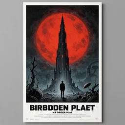 a poster for forbidden planet by hr giger moebius yasushi nirasawa