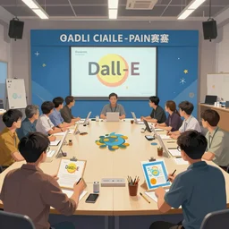 a concept painting of sd ai and dall - e ai testing their painting abilities in a contest